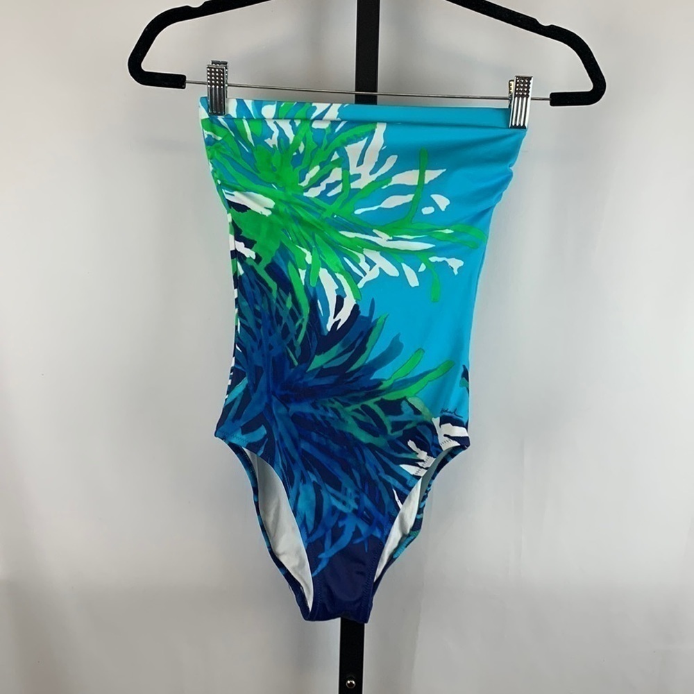 Roidal Strapless Tropical Blue One-Piece Swimsuit